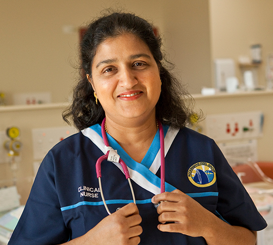 Nurse wearing a stethoscope around her neck
