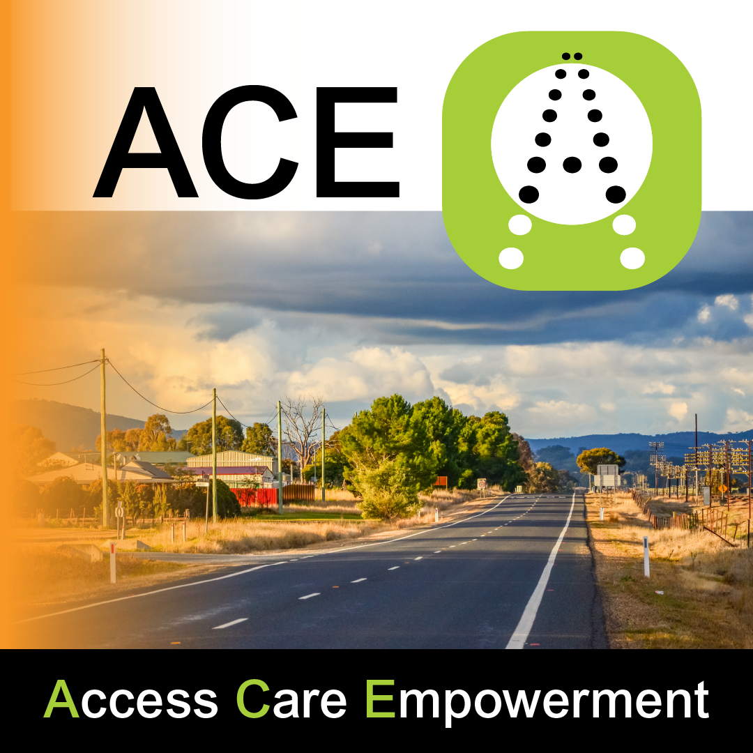 ACE app logo with view country road