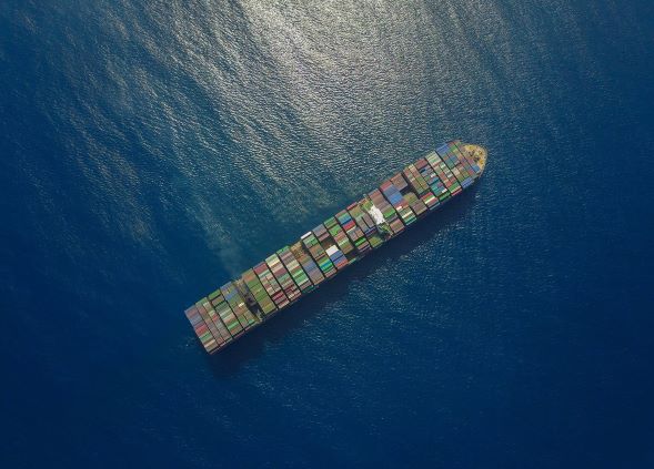 container ship in the ocean