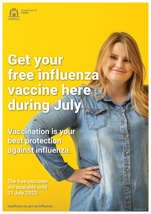 Get your free influenza vaccine here during June (yellow)