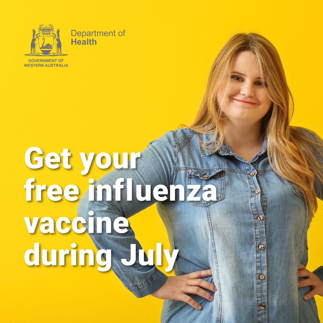 Get your free influenza vaccine during June (yellow)