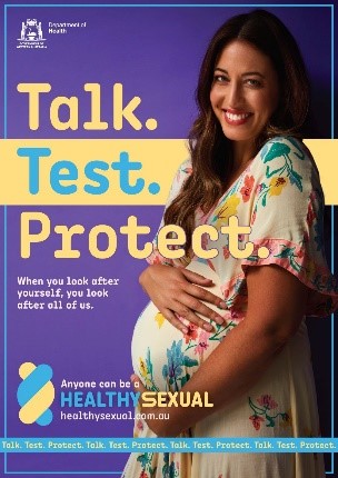 Talk Test Protect poster pregnant woman