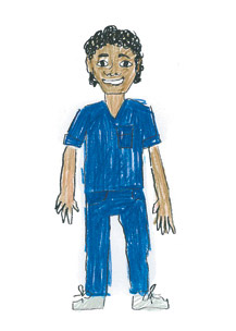 Aboriginal male nurse in dark blue uniform
