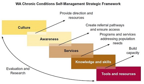 a diagram of the chronic conditions self management strategic framework text