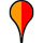 Two tone paddle, with left half orange and right half red, indicates bacterial water quality to date is variable, but but animal and stormwater contamination sources are likely to elevate bacterial levels to high levels following rainfall 